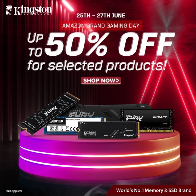 Kingston Technology brings exiting discounts up to 50% for Amazon Grand Gaming Day