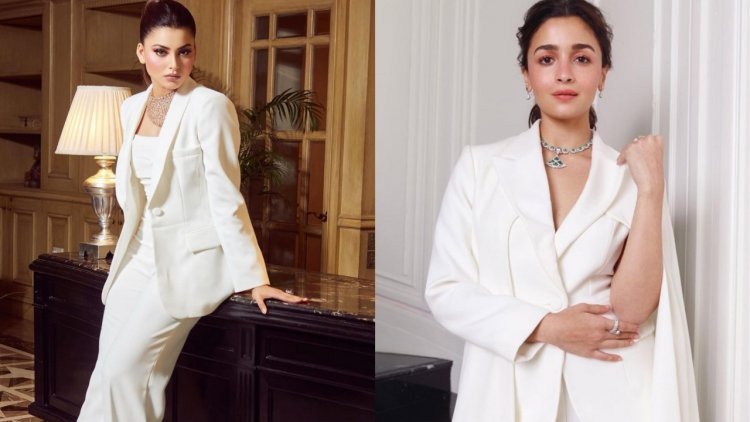 Who Wore it Better, Actresses Urvashi Rautela and Alia Bhatt Slay The White Pantsuit Look