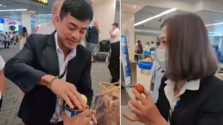 Gulab Jamun fed to the employees at the Thailand airport by Indian passenger