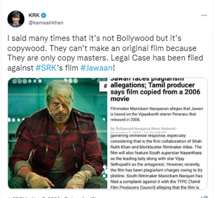 KRK targeted Shahrukh's film: Said - Bollywood people are only masters in copying