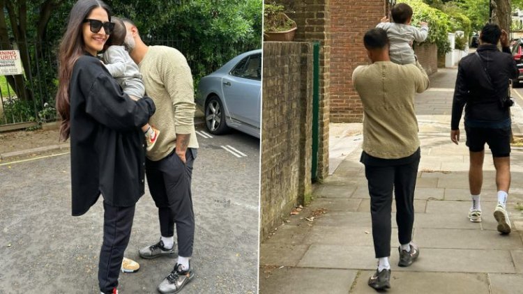 Sonam Kapoor was seen walking on the streets of London with son Vayu, the actress shared cute pictures