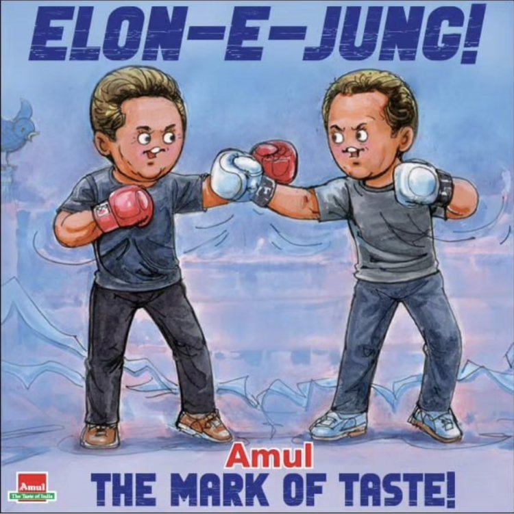 Amul's cartoon on Twitter-Threads controversy went viral on social media, wrote 'Elon-e-Jung'