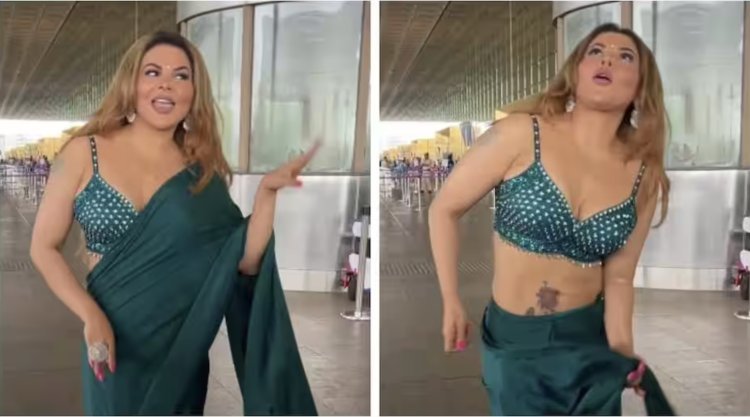 Rakhi Sawant danced to Alia Bhatt's song 'Jhumka Gira Re' at the airport, the actress waved her saree