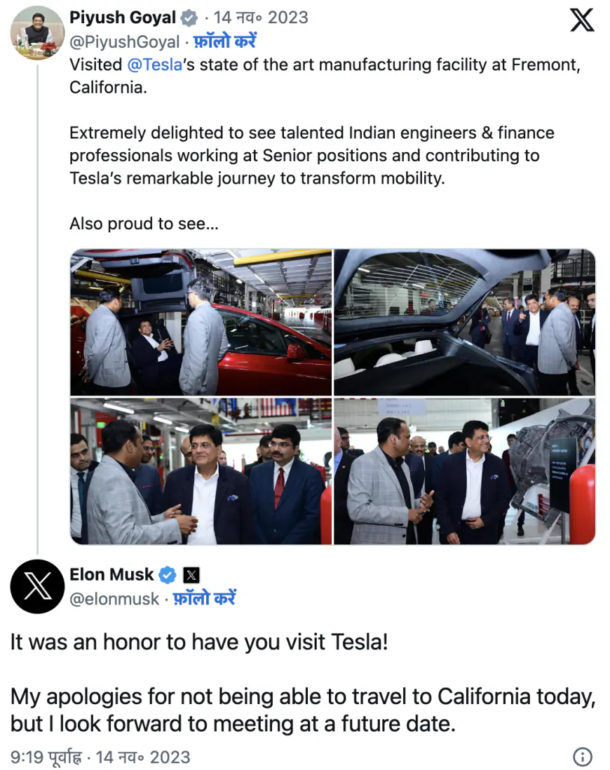 Tesla owner Elon Musk apologizes to Piyush Goel on X, know the reason