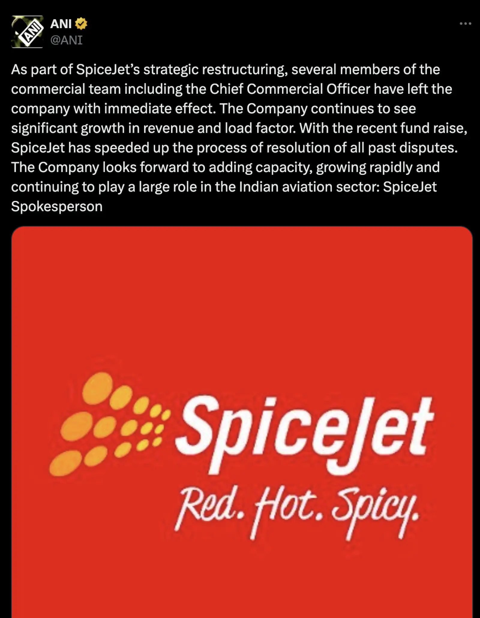 Many people including SpiceJet's Chief Commercial Officer left the company, the company said this