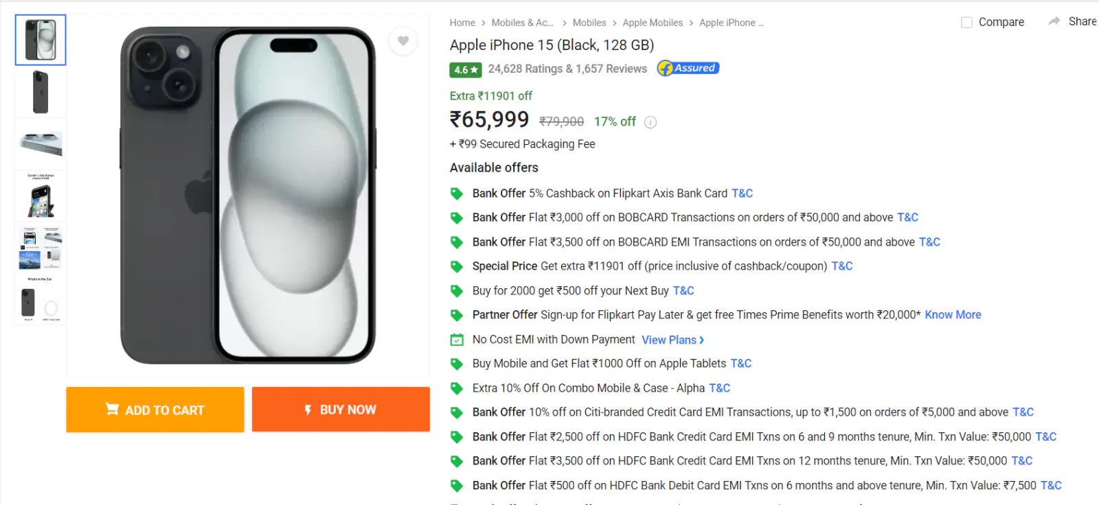 Tremendous discount on iPhone 15, opportunity to buy it at the lowest price from Flipkart