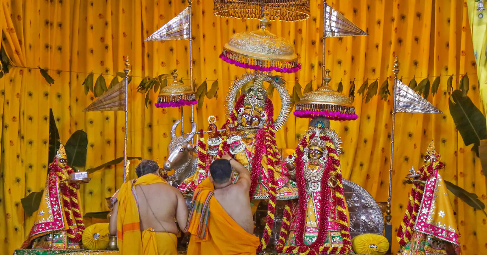 Strong security arrangements made as crowds of pilgrims came together in Jaipur temples to celebrate Janmashtami