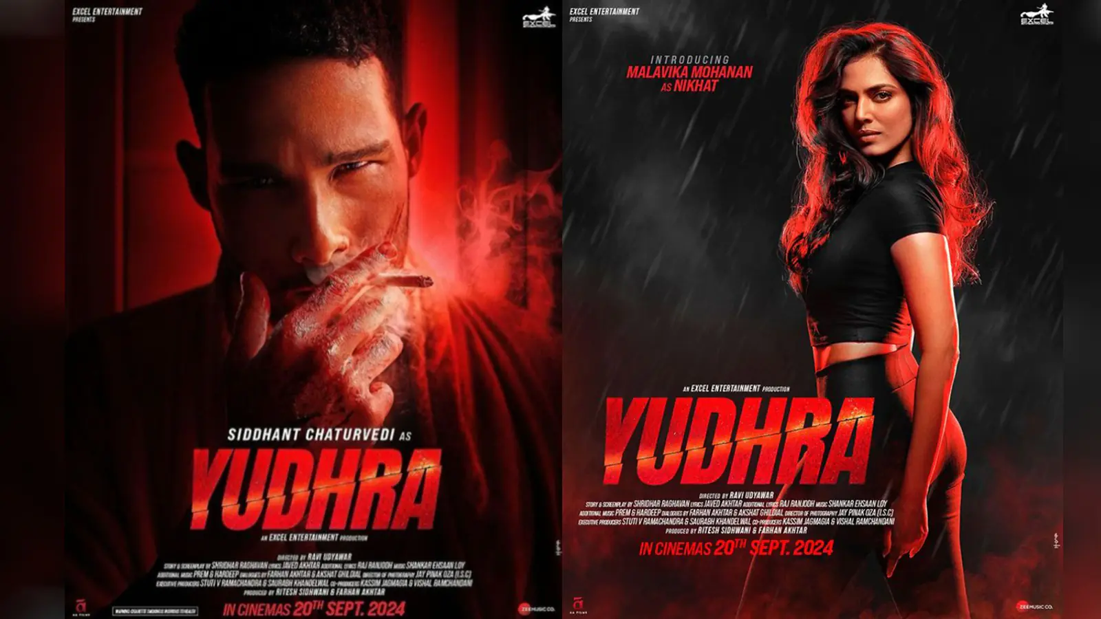 Excel Entertainment Unveils Stunning Character Posters of Siddhant Chaturvedi and Malavika Mohanan in 'Yudhra,' Trailer Out August 29