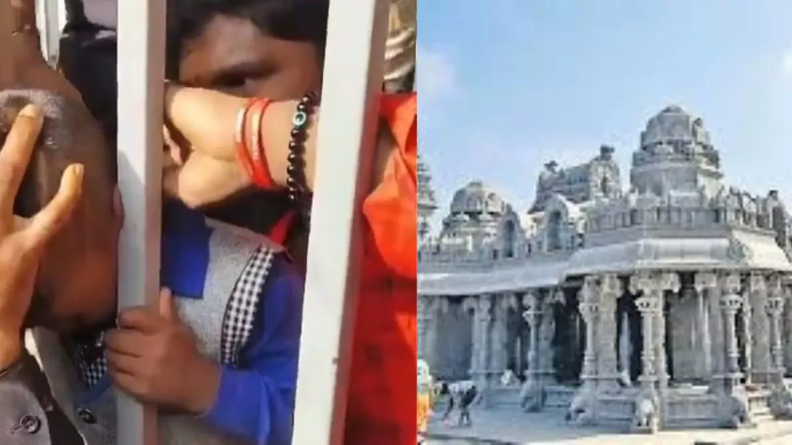 An innocent child's head was stuck between the bars in the temple for 30 minutes