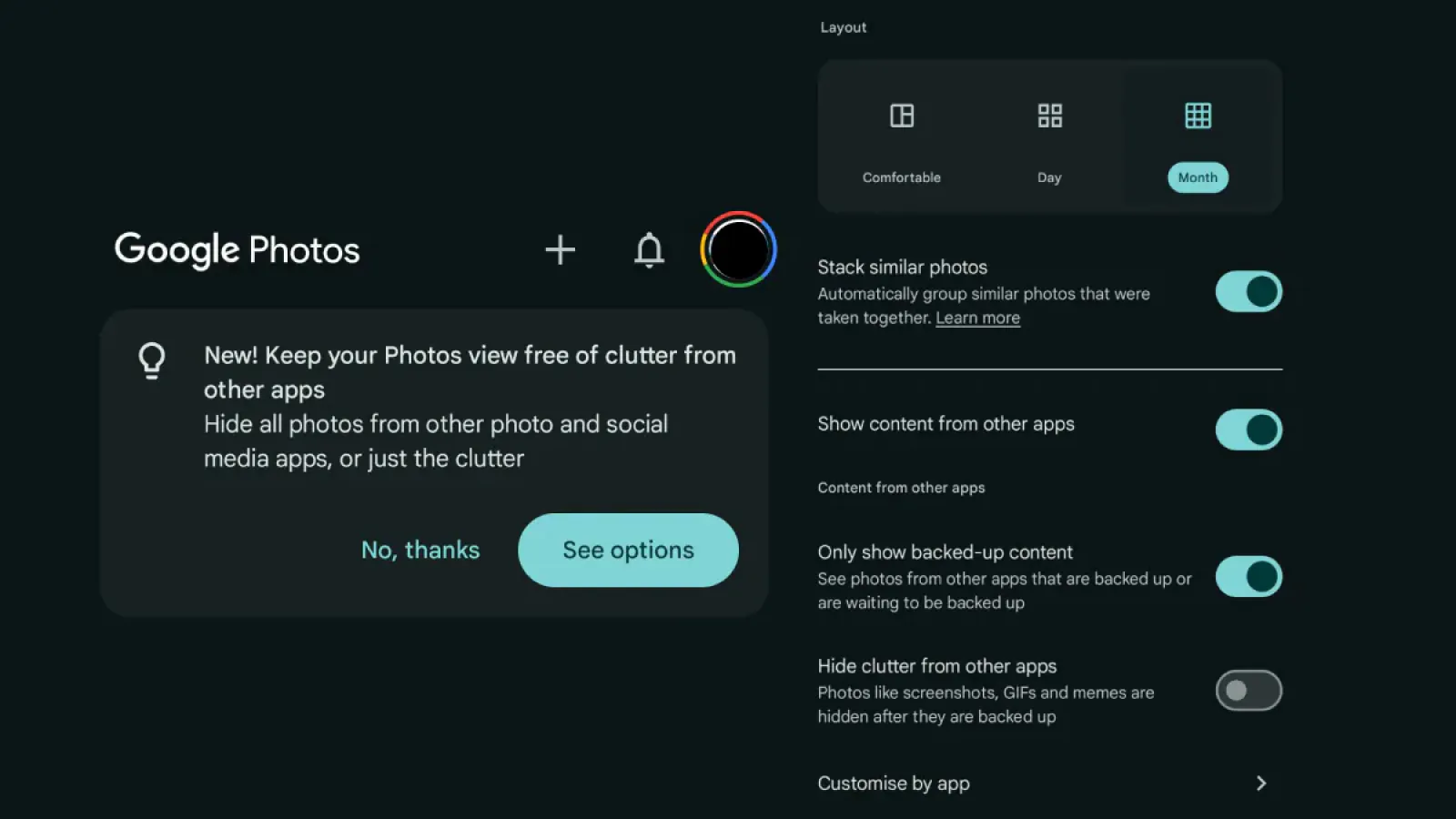 Now more customization facility on grid view in Google Photos